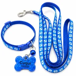 Collar con correa más chapilla azul oscuro