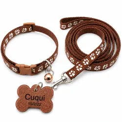 Collar con correa más chapilla carmelita