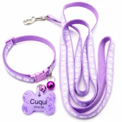 Collar con correa más chapilla color morado claro