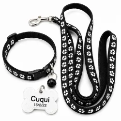 Collar con correa más chapilla negra