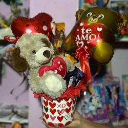 Ancheta con peluche y chocolates 