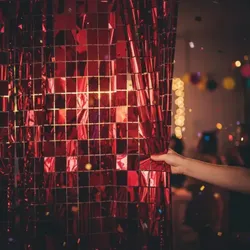 Cortina roja de cuadros 