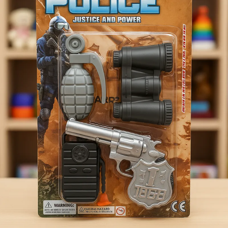 Set de policía y binoculares