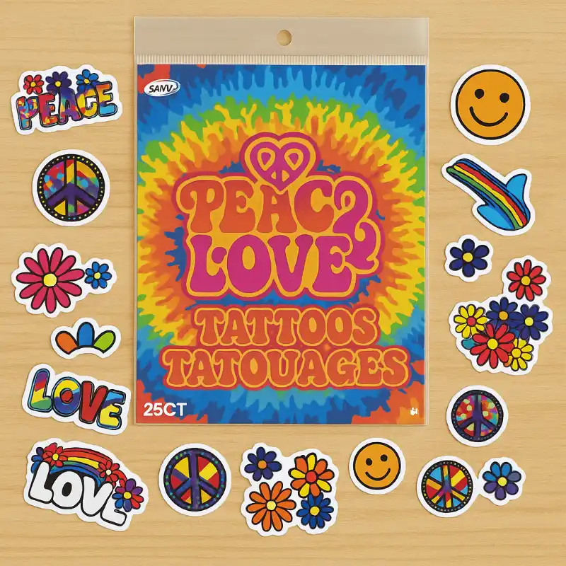 Tatuajes temporales Paz y amor 