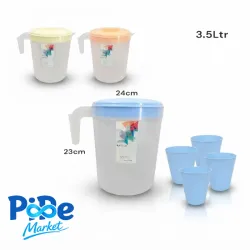 JARRA DE PLASTICO + 4 VASOS