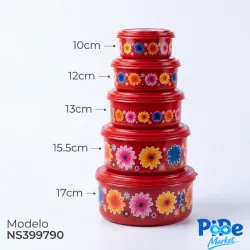 Jgo de posuelos floreados 5pzs