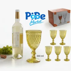 JGO DE VASOS DE VIDRIO AMBAR 6 PZS (300ml)