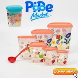SET DE 6 RECIPIENTES DE PLÁSTICOS