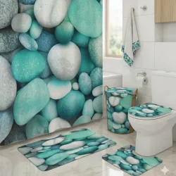 Set de cortina de baño + alfombras
