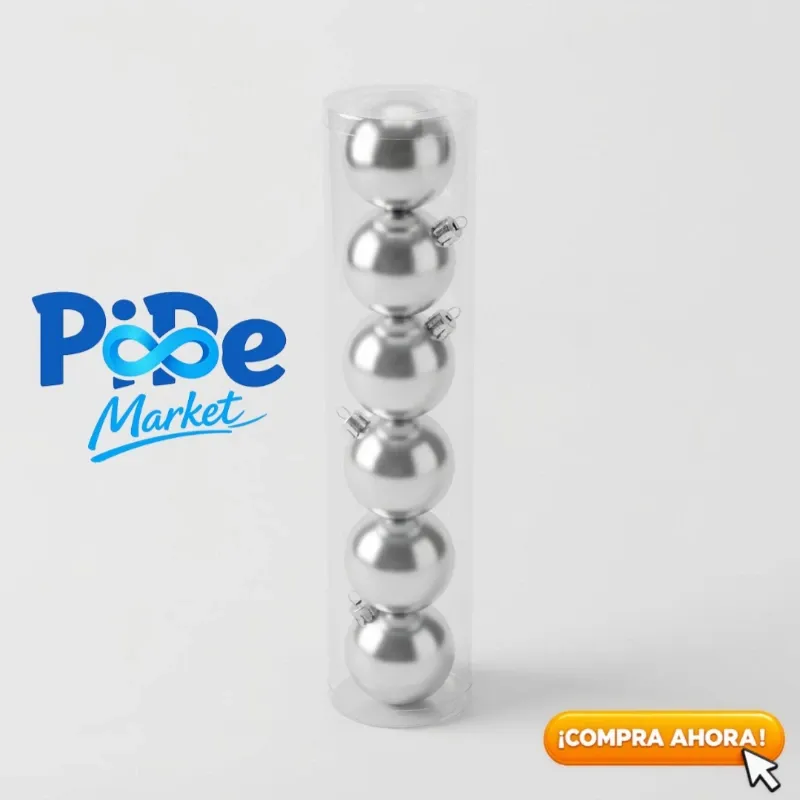 TUBO CON 6 BOLAS NAVIDEÑAS (8x8cm)