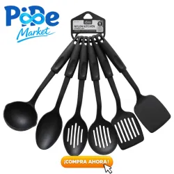 JGO DE 6 UTENSILIOS DE COCINA DE NYLON