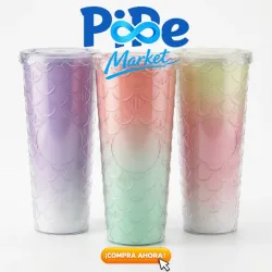VASO TIPO STARBUCK TORNASOL DE COLA DE SIRENA (700ml)