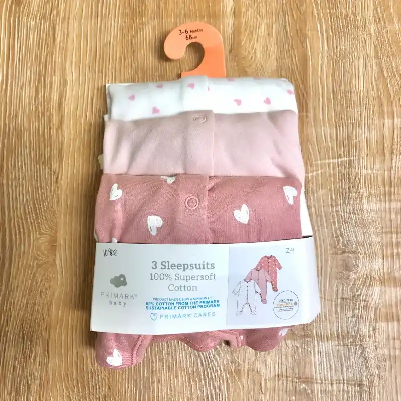 Pack de 3 bodys para dormir color rosado