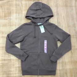 Abrigo con capucha color marrón 