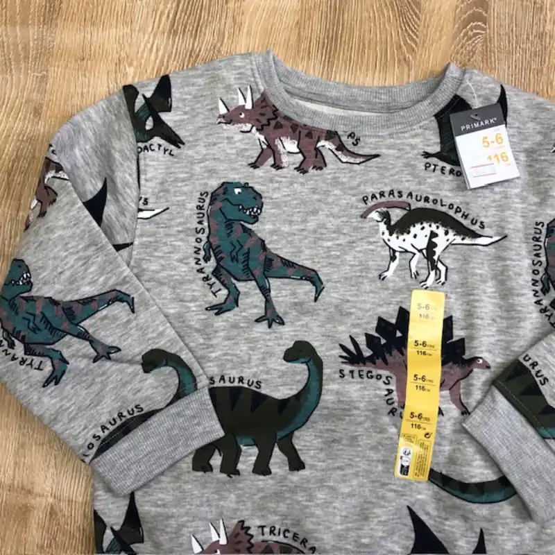 Abrigo con dinosaurios color gris