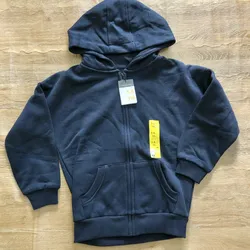 Abrigo con gorro color azul oscuro 