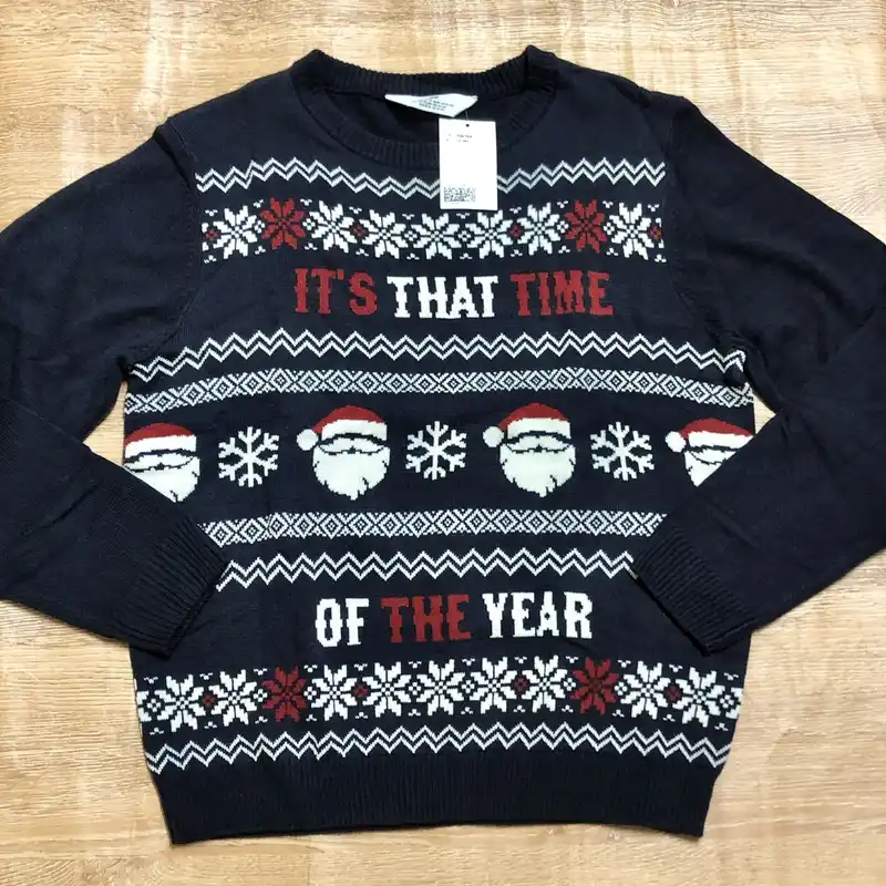 Abrigo tejido azul oscuro “It’s that time of the year”