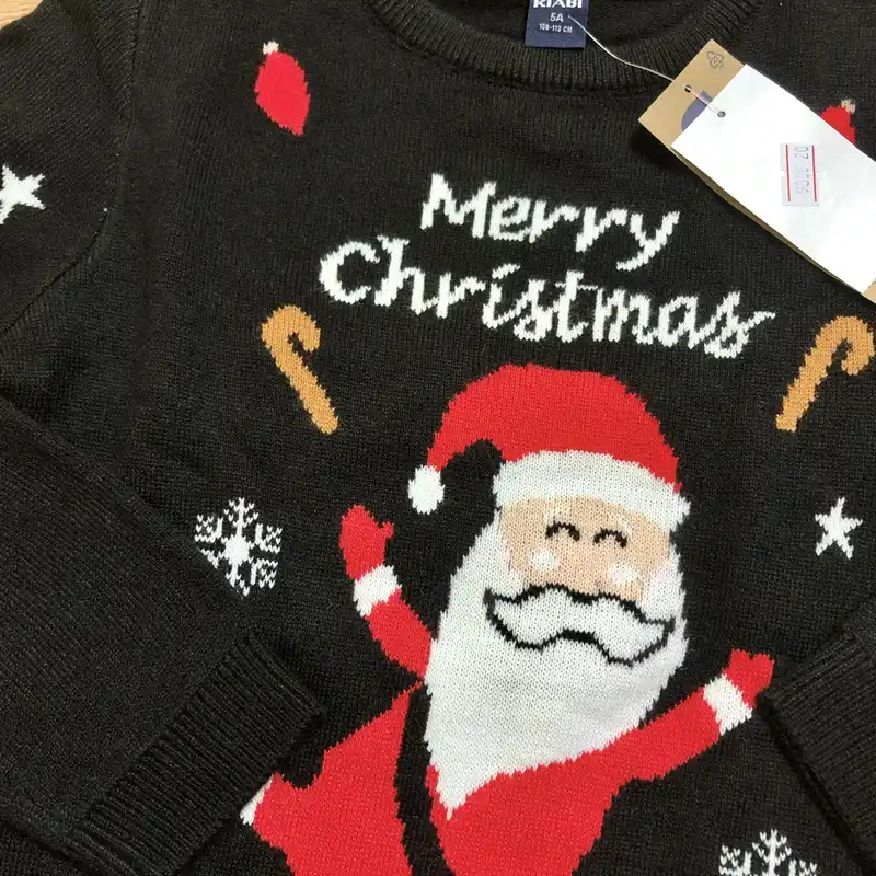 Abrigo tejido negro “Merry Christmas” 