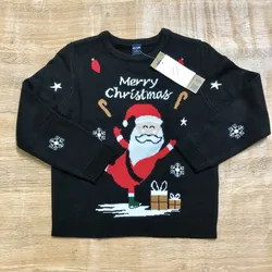 Abrigo tejido negro “Merry Christmas” 