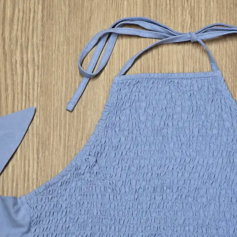 Blusa Azul Atada Detras elegante