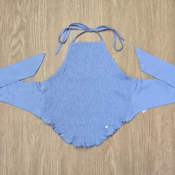 Blusa Azul Atada Detras elegante