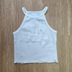 Blusa blanca de canalé con mariposas 🦋