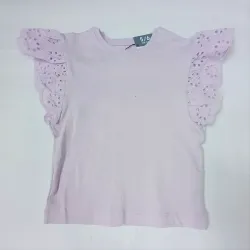 Blusa color lila con mangas de encaje