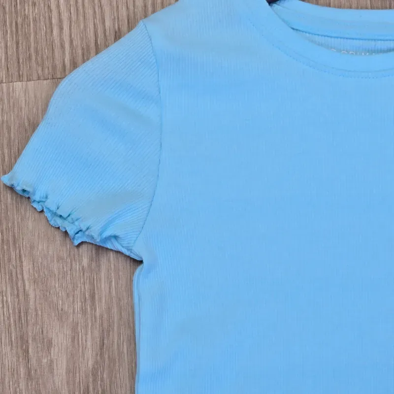 Blusa de canalé color azul