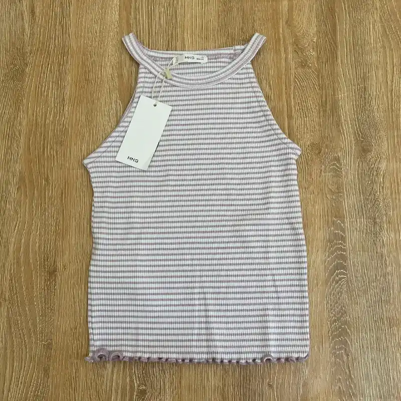 Blusa Mango de rayas color morado