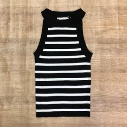 Blusa Mango de rayas negras y blancas