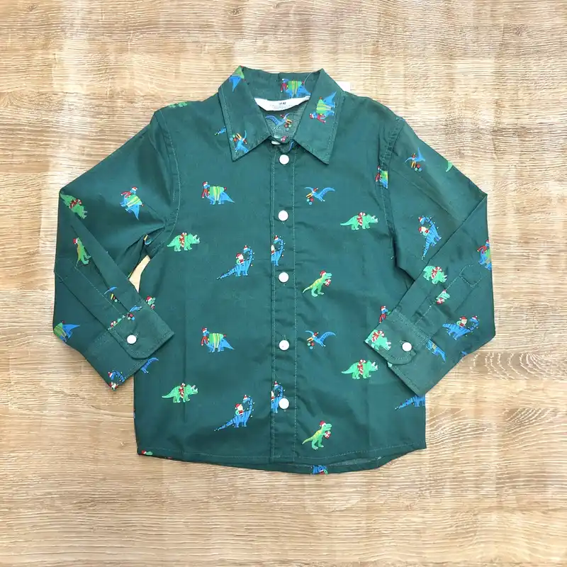Camisa con dinosaurios color verde