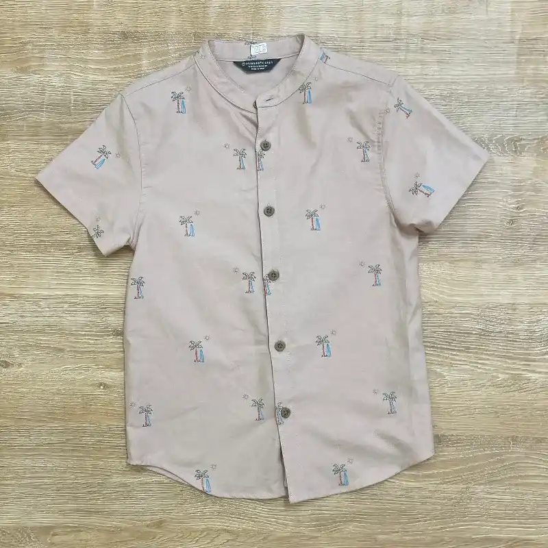 Camisa con palmeras color rosa 