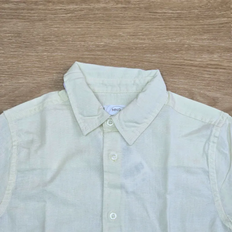 Camisa de Lino Amarilla Mangas Largas 