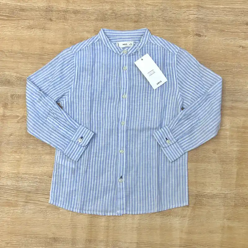 Camisa Mango azul con rayas blancas 