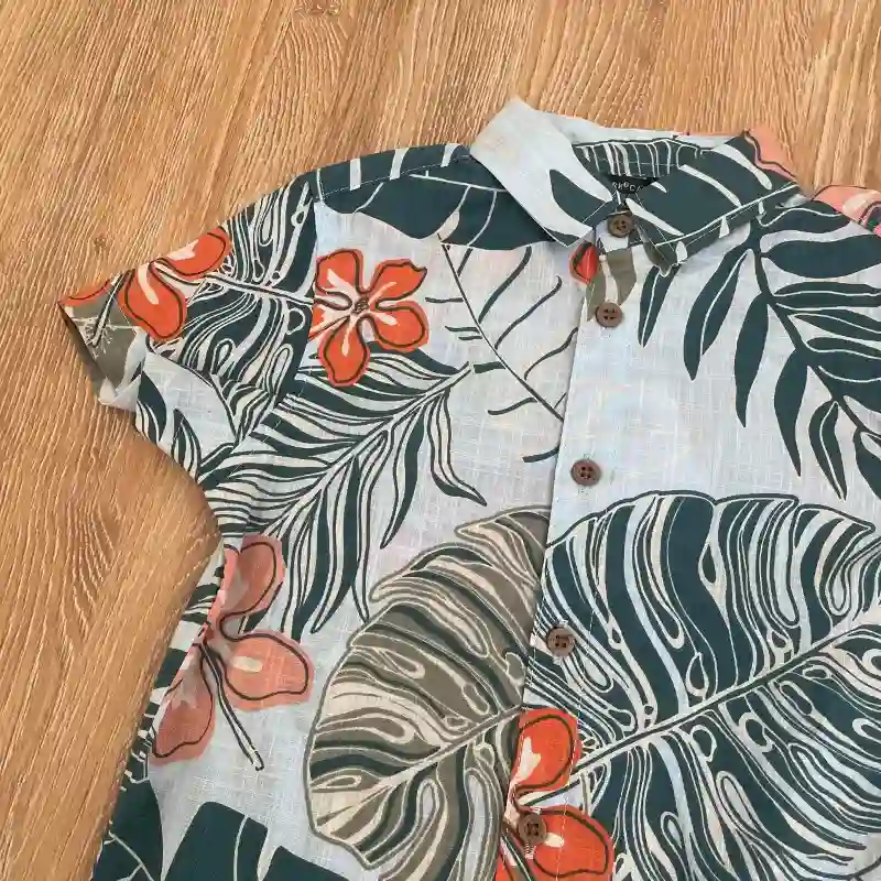 Camisa tropical color azul