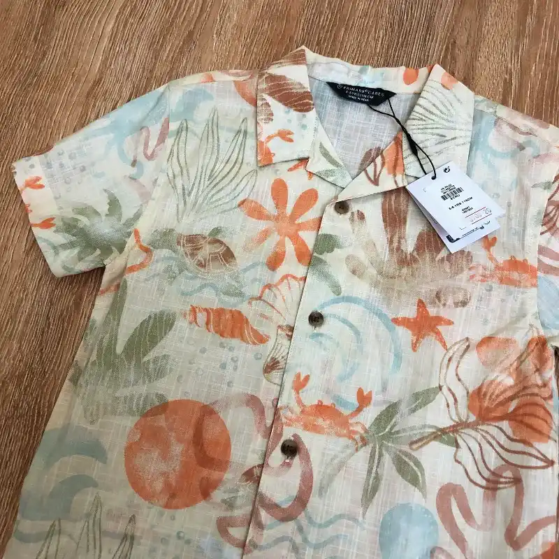 Camisa tropical color naranja 