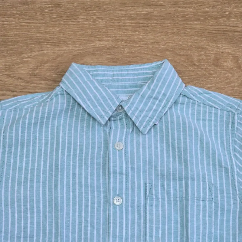Camisa verde de rayas Mangas Largas