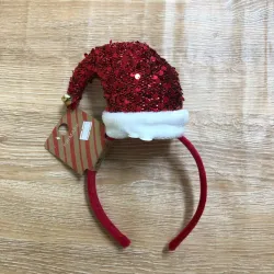 Cintillo con gorro de navidad y cascabel 