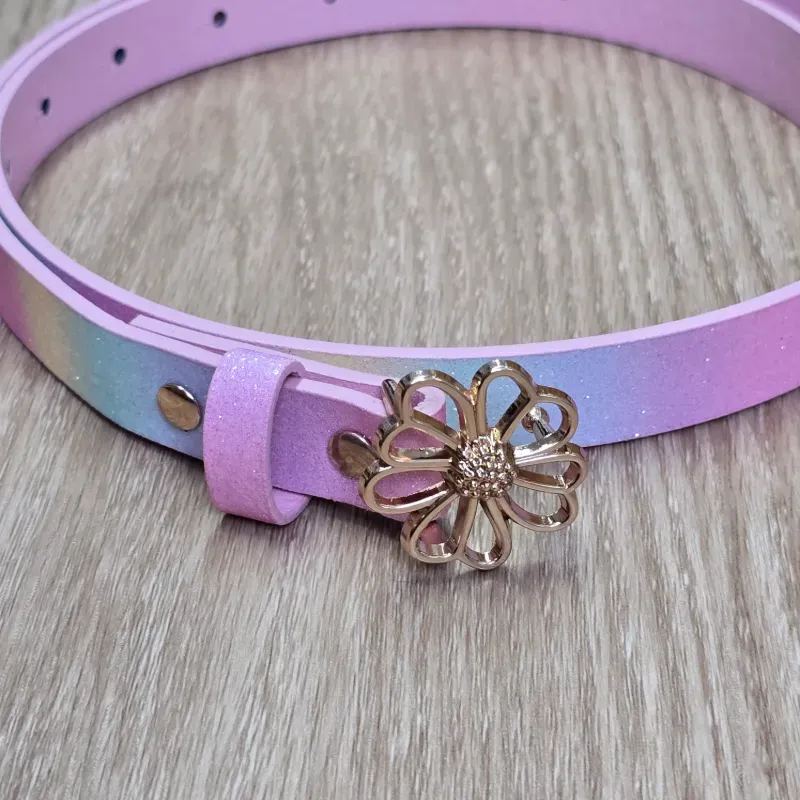 Cinto de niña color tornasol con hebilla de Flor