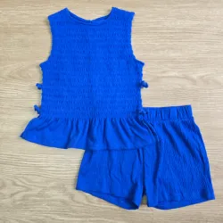 Conjunto azul fruncida