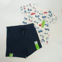 Conjunto color de short y pulover con carritos 