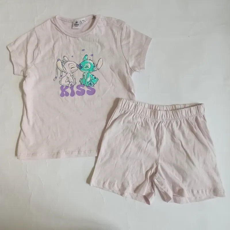 Conjunto color rosado claro "Stitch y Angel"
