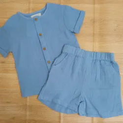 Conjunto de algodón color azul