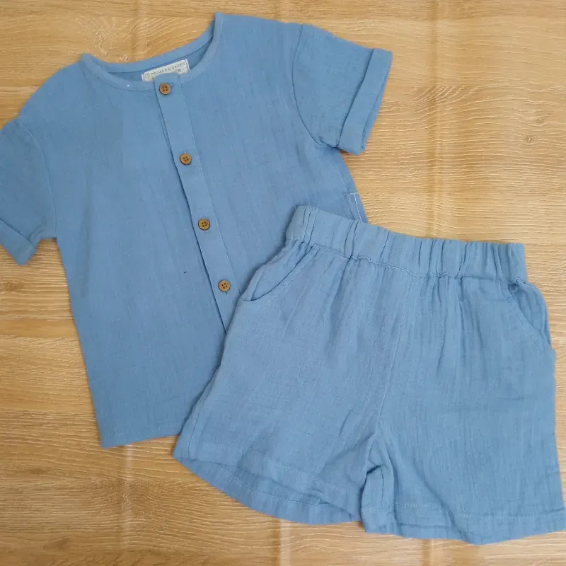 Conjunto de algodón color azul