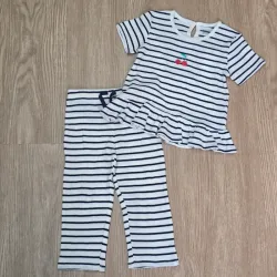 Conjunto de blusa con pantaloneta de rayas con Cerezas