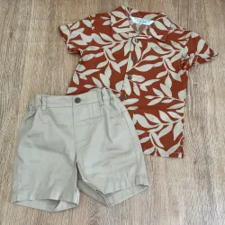 Conjunto de camisa y short color terracota 