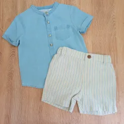 Conjunto de camisa y short de rayas 