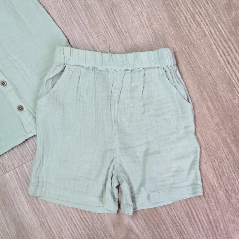 Conjunto de Hilo de Mangas Cortas color Verde