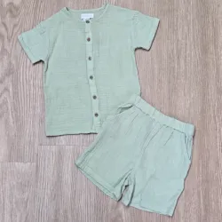 Conjunto de Hilo de Mangas Cortas color Verde