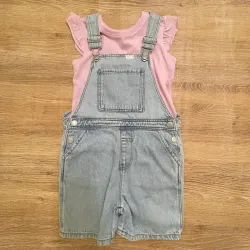 Conjunto de overol con blusa color rosado